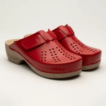 Saboti medicali Leon 161, de dama, din piele, rosu-1