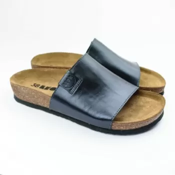 Saboti dama, de vara, din piele, Leon 4205, bleumarin-1