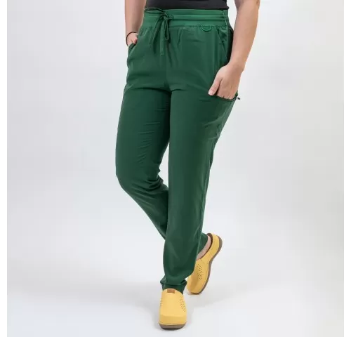 Pantaloni medicali Lotus Flex, stretch, cu snur, verde hunter, TS-SP3-1