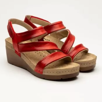 Sandale dama, de vara, din piele, Leon 1020, rosu-1