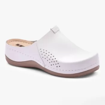 Saboti medicali Leon 930 Bakkar, de dama, din piele, alb mat-1