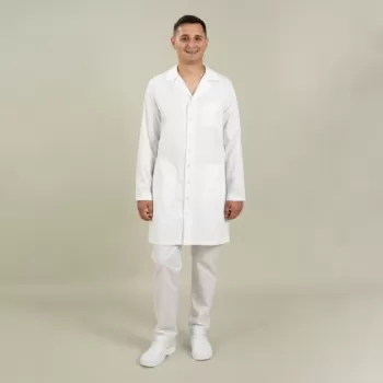 Halat medical alb 3/4 cu rever - Edy-1